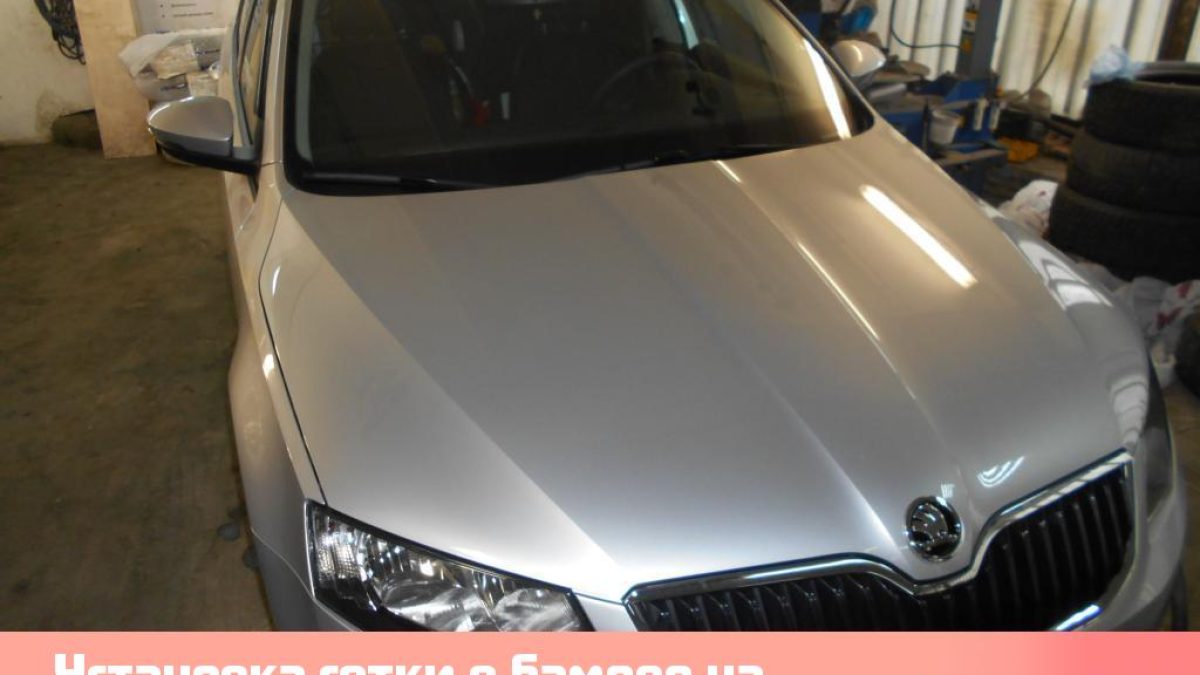 Установка сетки в бампер на Skoda Oktavia